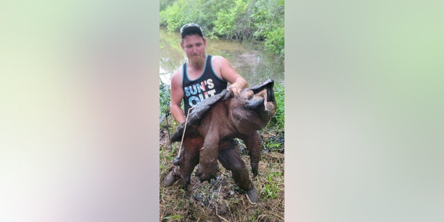 Because alligator snapping turtles are a threatened species, Broomhall released the turtle back into the lake. He said he wouldn't have caught the turtle without the support and gear he receives from his local sporting goods store, Wings &amp; Whitetails.