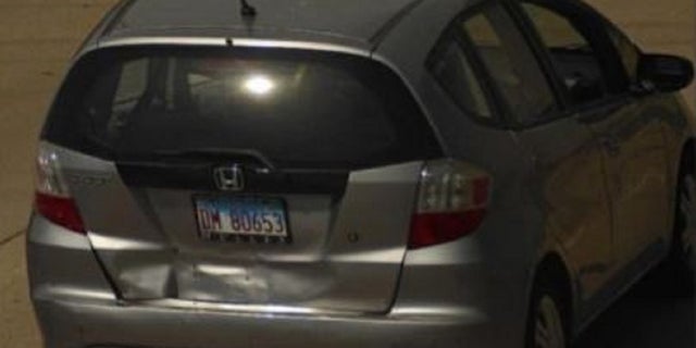 The 2010 Honda Fit believed to be driven by Robert Crimo, the suspect in the Highland Park July 4th parade shooting.