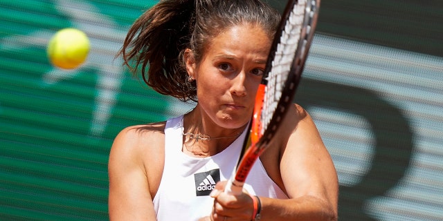 Russia's Daria Kasatkina plays a shot during a semifinal match at the French Open tennis tournament in Roland Garros stadium in Paris, France, on June 2, 2022.