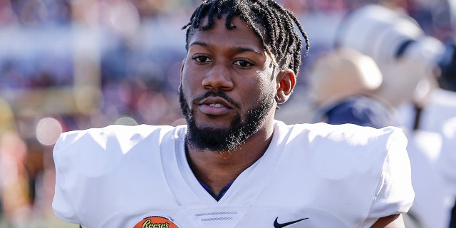Running back Darius Anderson #25 from TCU of the North Team during the 2020 Resse's Senior Bowl at Ladd-Peebles Stadium on Jan. 25, 2020 in Mobile, Alabama. The North Team defeated the South Team 34 to 17.