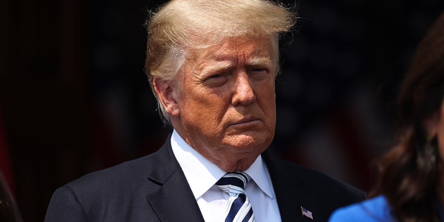 45th President of the United States, Donald J. Trump speaks during a press conference at the Trump National Golf Club in Bedminster of New Jersey, United States on July 7, 2021.