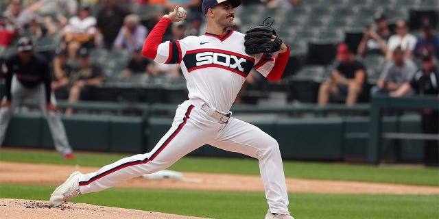 Dylan Siege #84 of the Chicago White Sox pitches in the first innings at Guaranteed Rate Field on July 24, 2022 in Chicago, Illinois. 