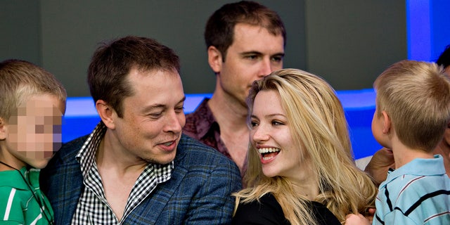 Elon Musk and ex-wife Talulah Riley with his twins Griffin and Vivian at the Nasdaq opening ceremony in New York on June 29, 2010. 