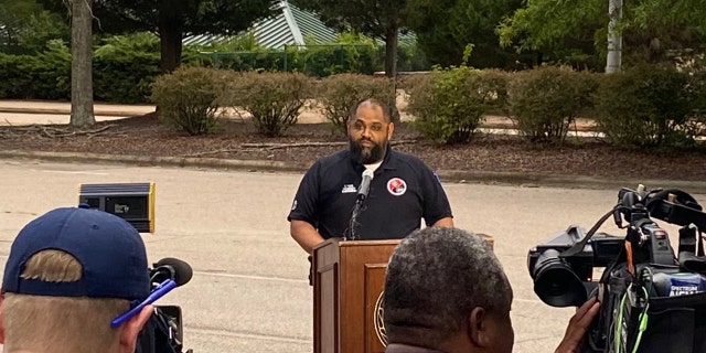 Wake County Emergency Management chief of operations Darshan Patel speaks with a group of reporters on July 29, 2022.