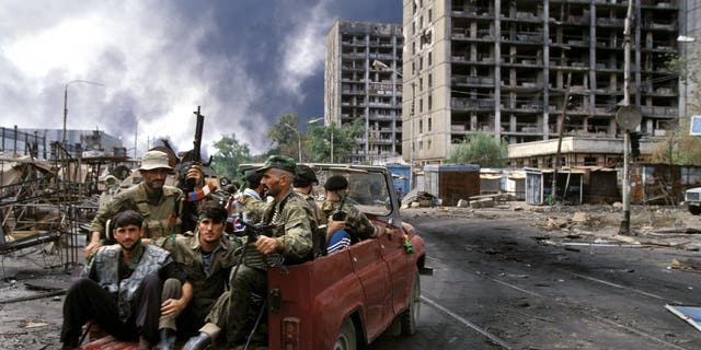 Grozny, Russia, besieged by the Russian army in August 1996.