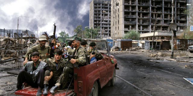 Grozny, Russia, besieged by the Russian army in August 1996.