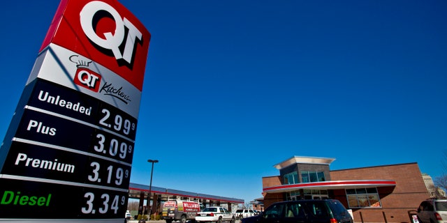 Gas prices above $3 per gallon are displayed at a QuikTrip (QT) gas station in Tulsa, Oklahoma, U.S., on Tuesday, Feb. 22, 2011. Oil prices surged to the highest level in more than two years as intensifying violence in Libya fueled concern that supplies from the holder of Africa's largest crude oil reserves may be disrupted. Photographer: Shane Bevel/Bloomberg via Getty Images