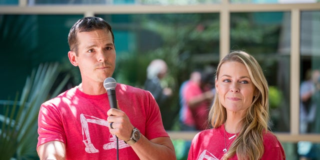 Granger and Amber Smith and visited Dell Children's Medical Center of Central Texas to present a donation in memory of their son, River in June 2019.