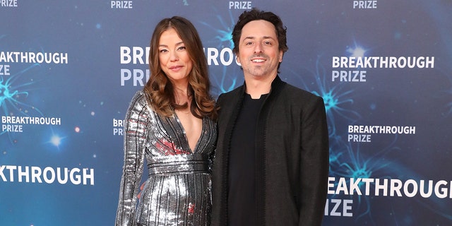 Nicole Shanahan and Sergey Brin attend the 2020 Breakthrough Prize Ceremony at NASA Ames Research Center on Nov. 3, 2019, in Mountain View, California. 