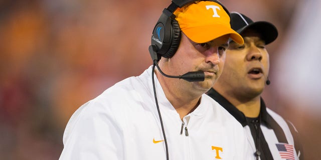 Tennessee Volunteers head coach Jeremy Pruitt walks ashore during the 2020 TaxSlayer Gator Bowl against the Indiana Hoosiers at TIAA Banks Field on January 2, 2020 in Jacksonville, Fla. 