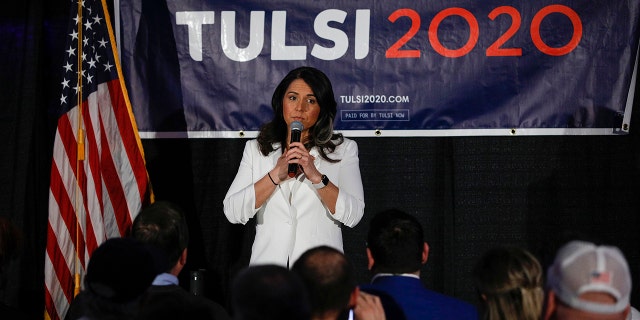 DETROIT, MI - MARCH 03:  Democratic presidential candidate U.S. Representative Tulsi Gabbard (D-HI) holds a Town Hall meeting on Super Tuesday Primary night on March 3, 2020 in Detroit, Michigan. 