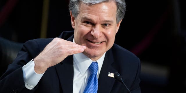 FBI Director Christopher Wray, testifies during the Senate Judiciary Committee hearing titled Oversight of the Federal Bureau of Investigation: the January 6 Insurrection, Domestic Terrorism, and Other Threats, in Hart Building on Tuesday, March 2, 2021. 