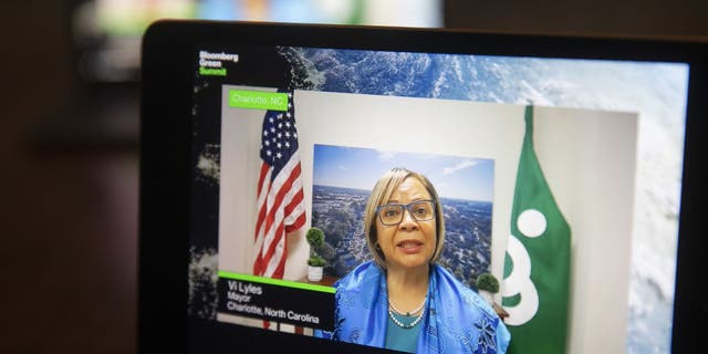 Charlotte Mayor Vi Lyles, seen above speaking virtually during the Bloomberg Green Summit, has won another term in office.