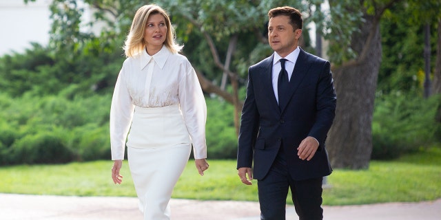 Military parade held as part of the 30th anniversary of Ukraine's independence celebrations in Kyiv, Ukraine, August 24, 2021. Ukrainian President Volodymyr Zelensky and his wife Olena Zelenska also attended the event. (Photo by Ukrainian Presidency/Handout/Anadolu Agency via Getty Images)
