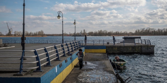 January 20, 2022, pier on the Dniepuru River in Kherson, Ukraine.
