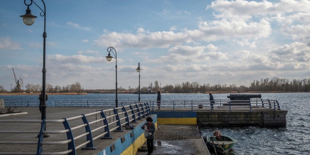 January 20, 2022, pier on the Dniepuru River in Kherson, Ukraine.