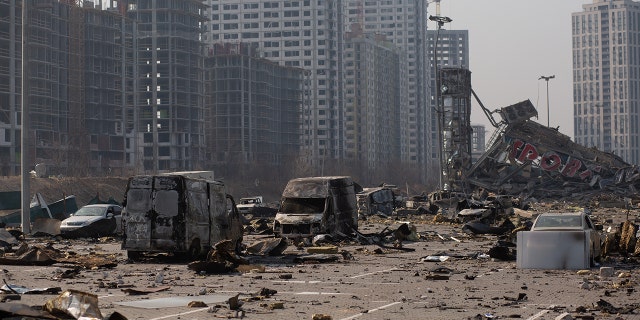 Shopping mall in Kyiv, Ukraine, was hit by a rocket on March 20, 2022.