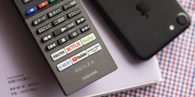 In this photo illustration, a Netflix button is on a smart television remote controller.