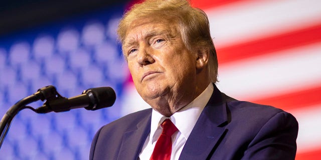 Former President Trump speaks at a rally on May 28, 2022 in Casper, Wyoming.