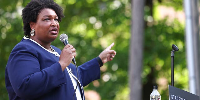 Stacey Abrams, Democratic gubernatorial candidate for Georgia, speaks during a campaign event in Reynolds, Georgia, US, on Saturday, June 4, 2022.