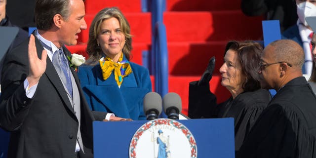 Glenn Youngkin, along with his wife Sae Yamamoto, became the 74th Governor of Virginia on the steps in front of the Virginia State Capitol in Richmond, Virginia.