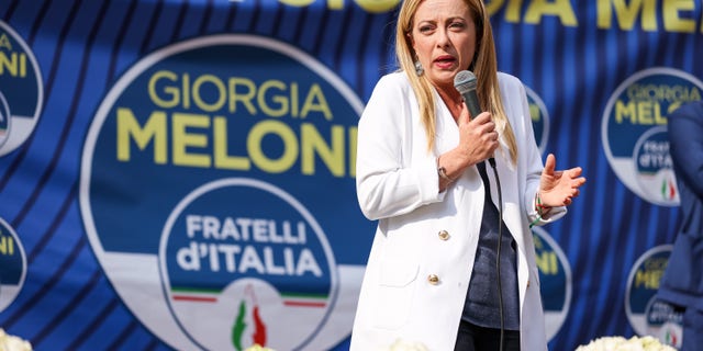 Fratelli d'Italia party leader Giorgia Meloni attends a rally for the elections in Piazza Roma May 30, 2022, in Monza, Italy.