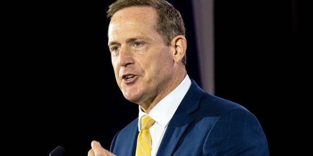 GOP Rep. Ted Budd of North Carolina speaks on the last day of the annual "Road To Majority Policy Conference" on June 18, 2022, in Nashville, Tennessee.