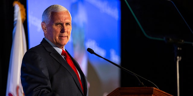 Former Vice President Mike Pence speaks to a crowd of supporters at the University Club of Chicago on June 20, 2022 in Chicago, Illinois.