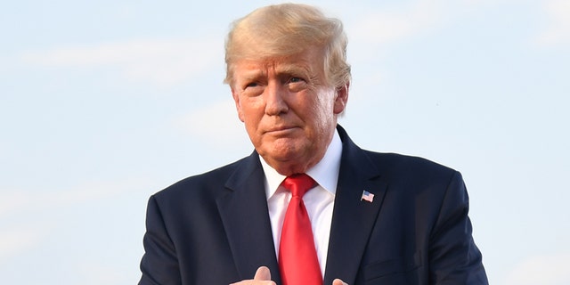 Donald Trump arrives to give remarks during a Save America Rally at the Adams County Fairgrounds on June 25, 2022 in Mendon, Illinois.