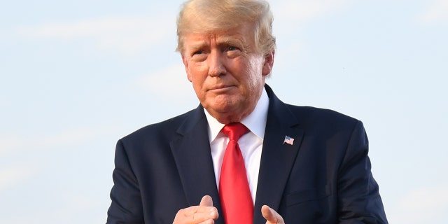 Donald Trump arrives to give remarks during a Save America Rally at the Adams County Fairgrounds on June 25, 2022 in Mendon, Illinois.