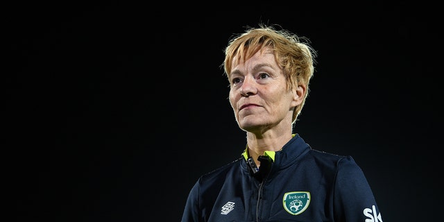 Republic of Ireland manager Vera Pauw speaks to the media after the FIFA Women's World Cup 2023 qualifier match between Georgia and Republic of Ireland at Tengiz Burjanadze Stadium in Gori, Georgia. 