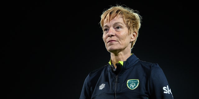 Republic of Ireland manager Vera Pauw speaks to the media after the FIFA Women's World Cup 2023 qualifier match between Georgia and Republic of Ireland at Tengiz Burjanadze Stadium in Gori, Georgia.