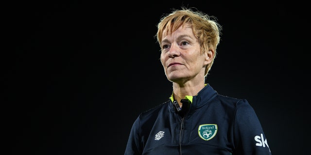 Republic of Ireland manager Vera Pauw speaks to the media after the FIFA Women's World Cup 2023 qualifier match between Georgia and Republic of Ireland at Tengiz Burjanadze Stadium in Gori, Georgia. 