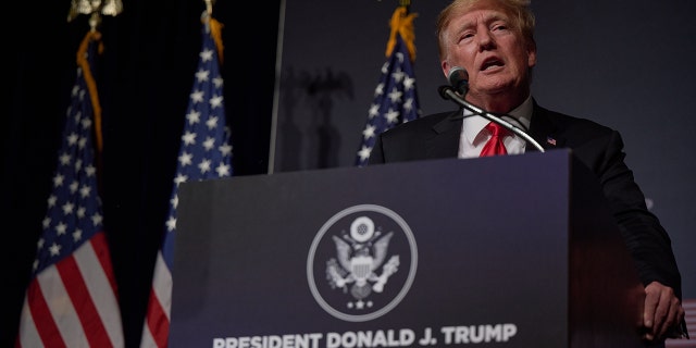 Former President Donald Trump speaks after a panel on policing and security at Treasure Island hotel and casino on July 8, 2022 in Las Vegas, Nevada. Trump endorsed Nevada Republicans, gubernatorial candidate Joe Lombardo and senate candidate Adam Laxalt. (Photo by Bridget Bennett/Getty Images)
