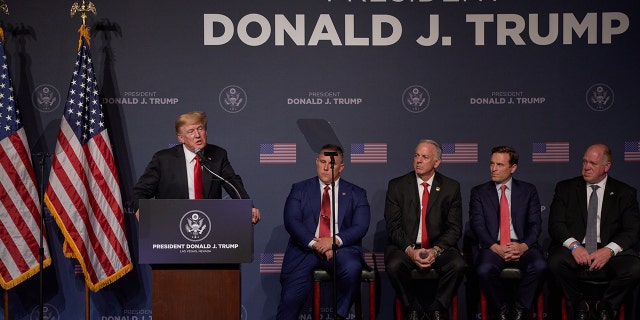 Former President Donald Trump speaks after a police and security panel at the Treasure Island Hotel and Casino on July 8, 2022 in Las Vegas, Nevada.  (Photo by Bridget Bennett / Getty Images)