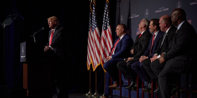 Former President Donald Trump speaks after a police and security panel at the Treasure Island Hotel and Casino on July 8, 2022 in Las Vegas, Nevada.