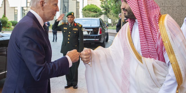 On July 15, 2022, Crown Prince Mohammed bin Salman (R) of Saudi Arabia welcomed US President Joe Biden (L) at the Royal Palace of Al-Salam in Jeddah, Saudi Arabia. 