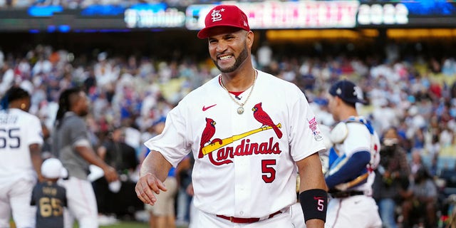 Albert Pujols of the St. Louis Cardinals during the T-Mobile Home Run Derby at Dodger Stadium Monday, July 18, 2022, in Los Angeles. 