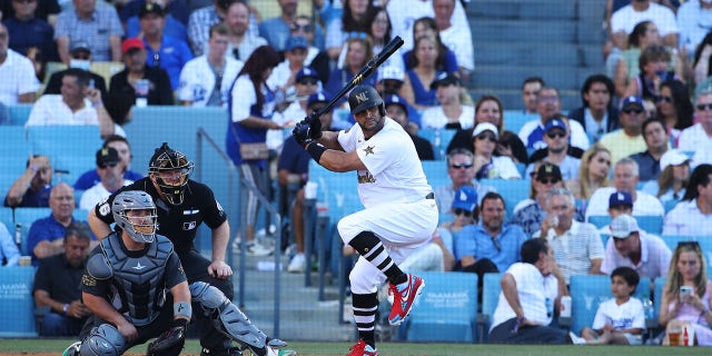 Albert Pujols of the St. Louis Cardinals bats in the fourth inning during the 92nd MLB All-Star Game at Dodger Stadium Tuesday, July 19, 2022, in Los Angeles. 