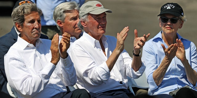 kerry, markey and warren at biden climate speech in massachusetts