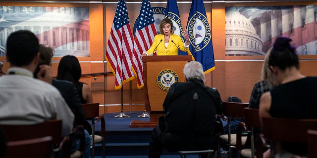 Speaker of the House Nancy Pelosi, D-California, holds her weekly press conference at the United States Capitol in Washington, DC on July 21, 2022.
