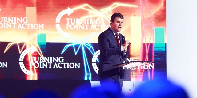 Charlie Kirk, founder and executive director of Turning Point USA, speaks during the Turning Point USA Student Action Summit in Tampa, Florida, US, on Friday, July 22, 2022. 