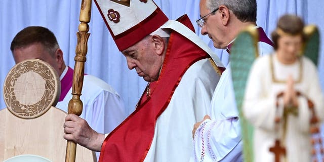 Pope Francis celebrates Mass at Commonwealth Stadium in Edmonton, Canada, on July 26, 2022. 