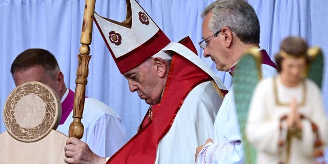 Pope Francis celebrates Mass at Commonwealth Stadium in Edmonton, Canada on July 26, 2022.