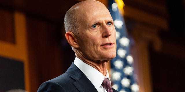 Senator Rick Scott, a Republican from Florida, speaks during a news conference at the US Capitol in Washington, D.C., on Tuesday, July 26, 2022.