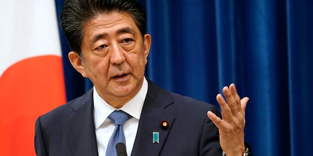 Japanese Prime Minister Shinzo Abe speaks during a press conference at the prime minister official residence on August 28, 2020, in Tokyo, Japan.