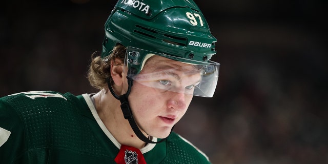 Kirill Kaprizov of the Minnesota Wild against the Vancouver Canucks in a game at Xcel Energy Center March 24, 2022, in St Paul, Minn.