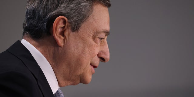 GARMISCH-PARTENKIRCHEN, GERMANY - JUNE 28: Italian Prime Minister Mario Draghi speaks to the media on the third and final day of the G7 summit at Schloss Elmau on June 28, 2022 near Garmisch-Partenkirchen, Germany. Leaders of the G7 group of nations have officially coming together under the motto: "progress towards an equitable world" and will discuss global issues including war, climate change, hunger, poverty and health. Overshadowing this year’s summit is the ongoing Russian war in Ukraine. (Photo by Sean Gallup/Getty Images)