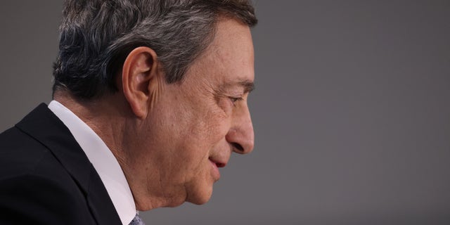 Garmisch-Partenkirchen, Germany-June 28: Italy's Prime Minister Mario Draghi speaks to the media on the third and final days of the G7 Summit in Schloss-Elmau near Garmisch-Partenkirchen, Germany on June 28, 2022. ..  The leaders of the G7 countries have officially met under the following motto: "Progress to a fair world" Discuss global issues such as war, climate change, hunger, poverty and health. Obscuring this year's summit is the ongoing Russian war in Ukraine.  (Photo by Sean Gallup / Getty Images)