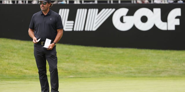 Team Captain Phil Mickelson of Hy Flyers GC waits on the 11th green during day three of the LIV Golf Invitational - Portland at Pumpkin Ridge Golf Club on July 2, 2022 in North Plains, Oregon.